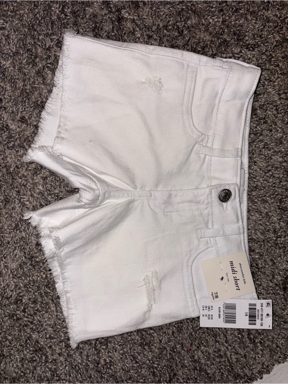 abercrombie kids White Frayed Hem Denim Shorts